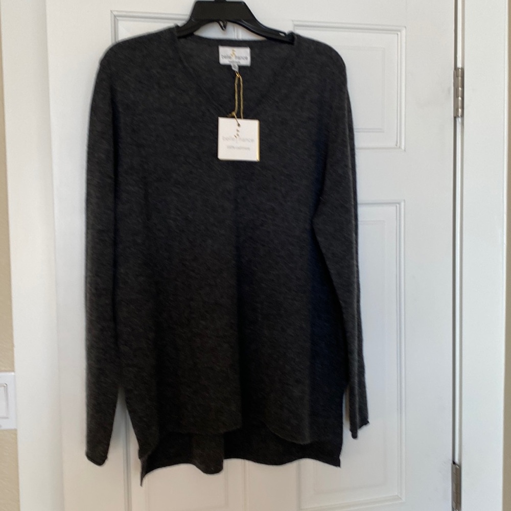 Belle France Cashmere Grey Relaxed Sweater Size: XL NWT